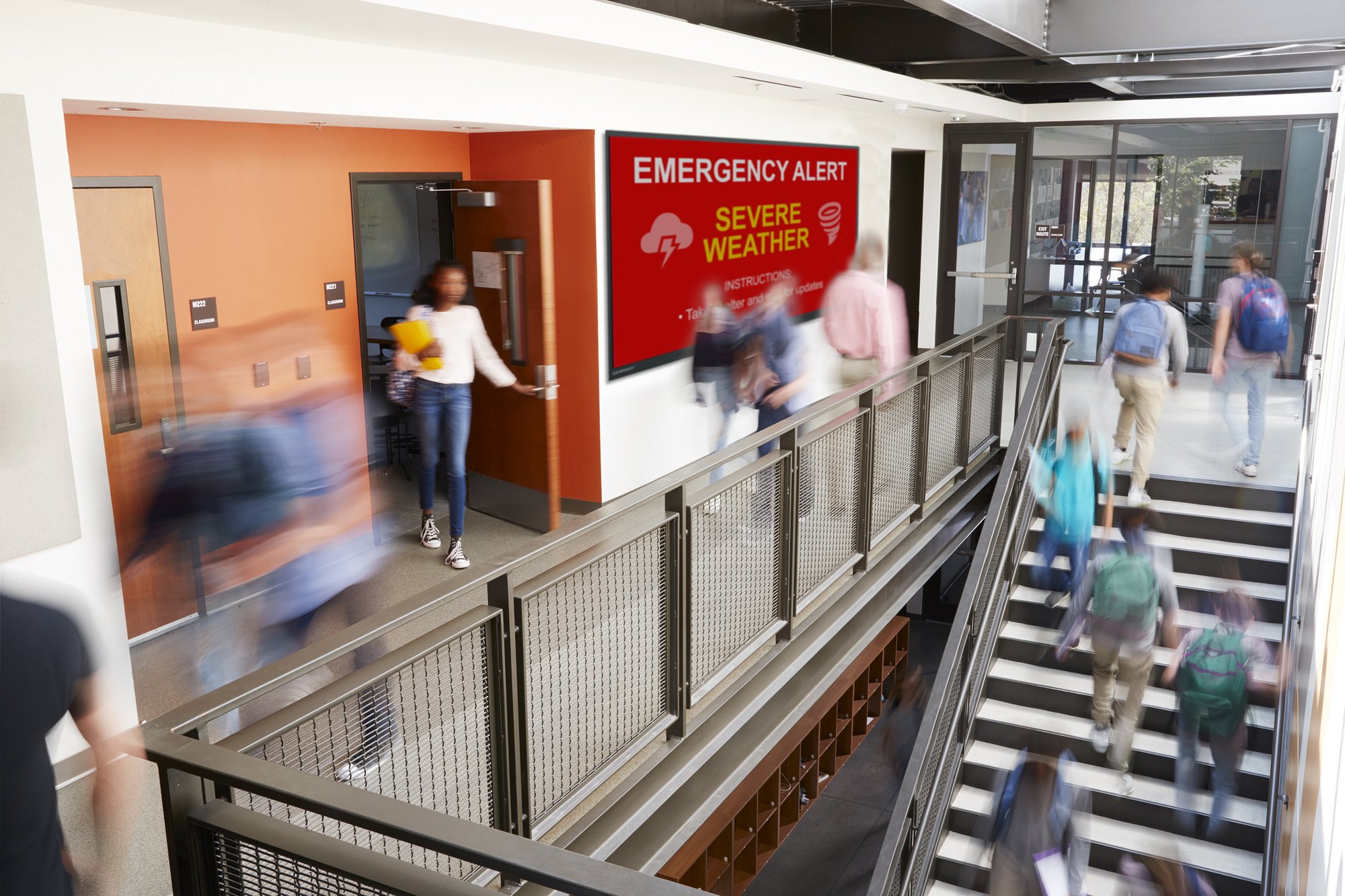 Attention Weather Alert in Hallway Attention Weather Alert in Hallway